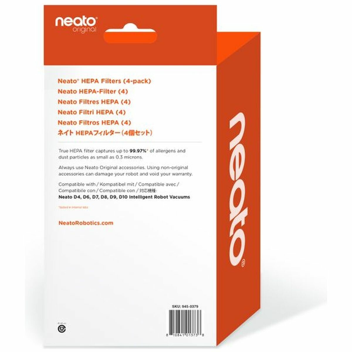 Neato Replacement Filters 4 Pack - Captures 99.97% of Allergens - For D10, D9, D8, D7, D6 and D4 - 48134