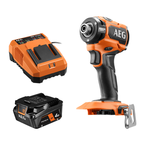 AEG 18V Fusion Stealth Cordless Impact Driver 4Ah Kit A18FSID41 - Brushless