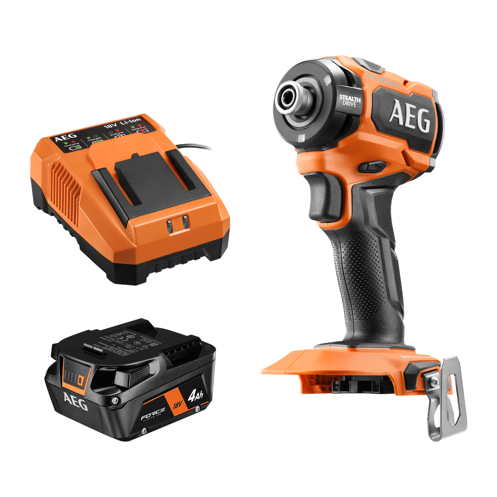 AEG 18V Fusion Stealth Cordless Impact Driver 4Ah Kit A18FSID41 - Brushless