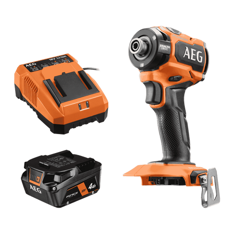 AEG 18V Fusion Stealth Cordless Impact Driver 4Ah Kit A18FSID41 - Brushless