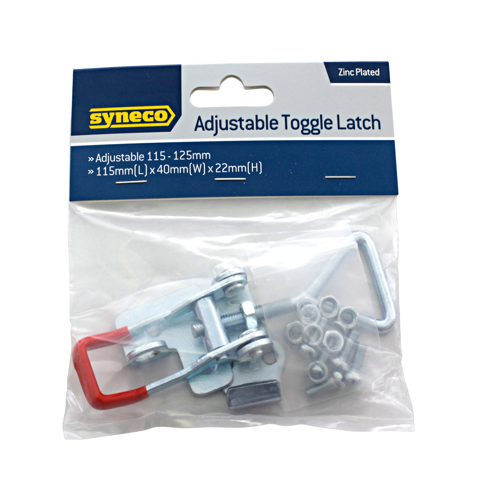 Syneco 115-125mm Adjustable Toggle Latch, Zinc Plated Steel, Fasteners Included