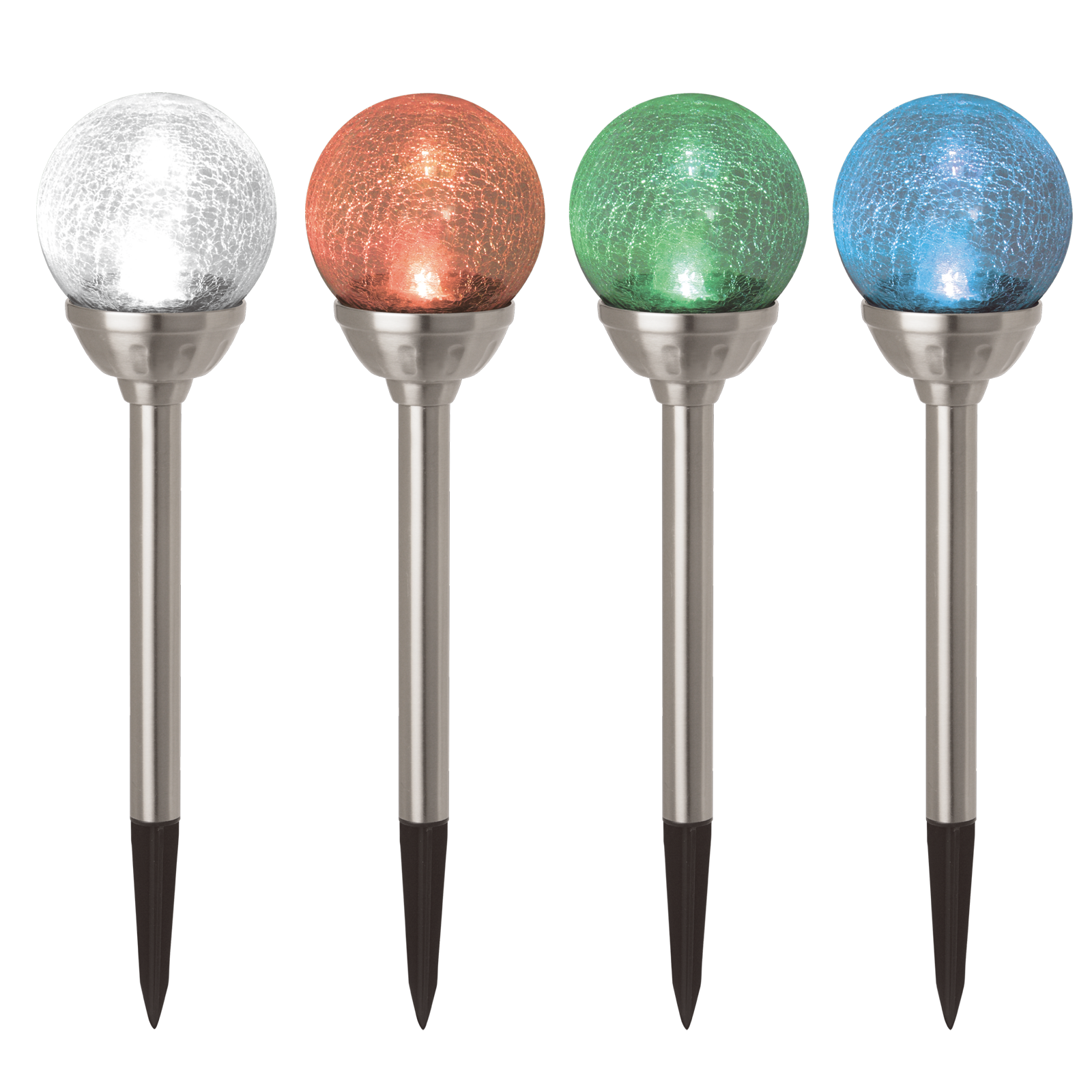 Solar Magic 11cm Stainless Steel LED Crackle Ball Bollard Solar GL190