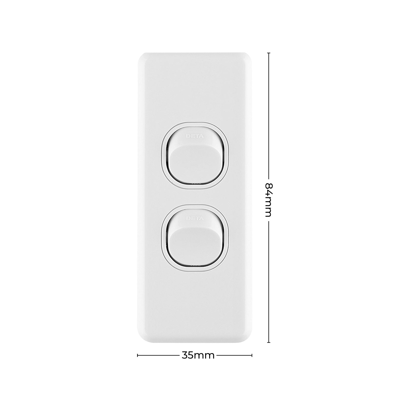 DETA X6 Double Architrave Switch 240V 10A White Polycarbonate