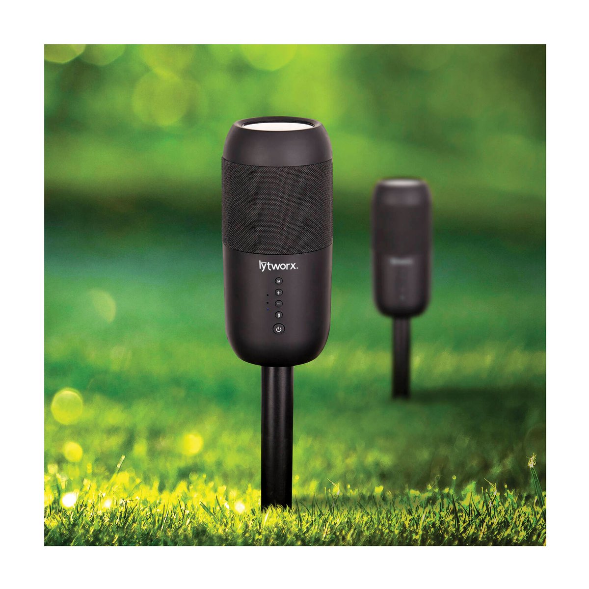 Lytworx Solar/USB Portable Bluetooth Speakers, Rechargeable, Removable Stake, Outdoor - 2 Pack