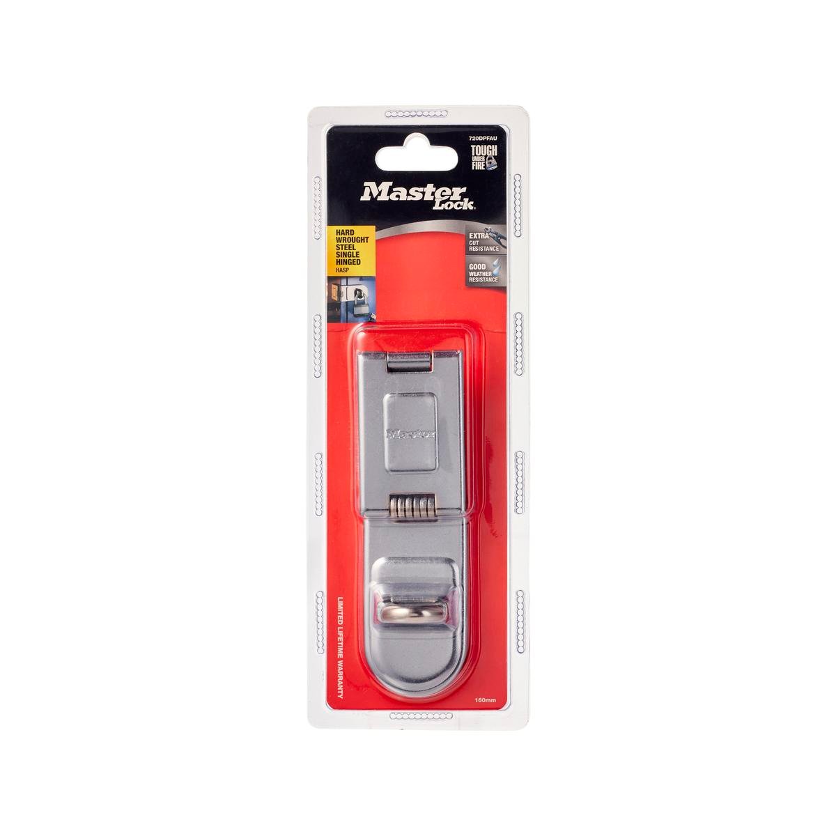 Master Lock 160mm Single Hinged Hasp and Staple - Hard Wrought Steel, Hardware Included