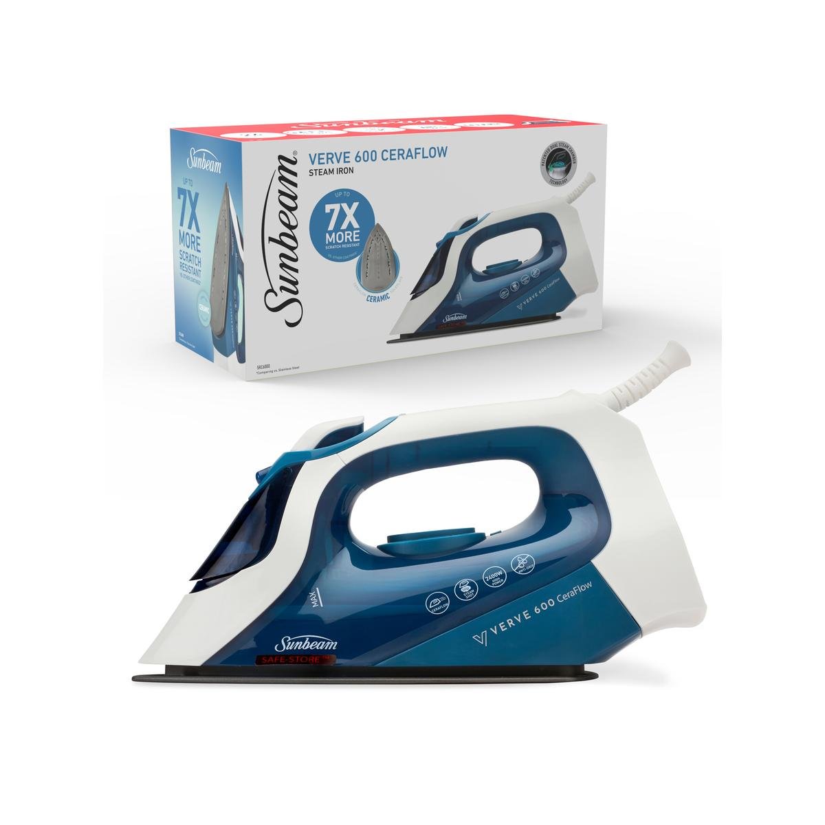 Sunbeam Verve 600 Ceraflow Ceramic Steam Iron 150g/min Shot 300mL SRC6000