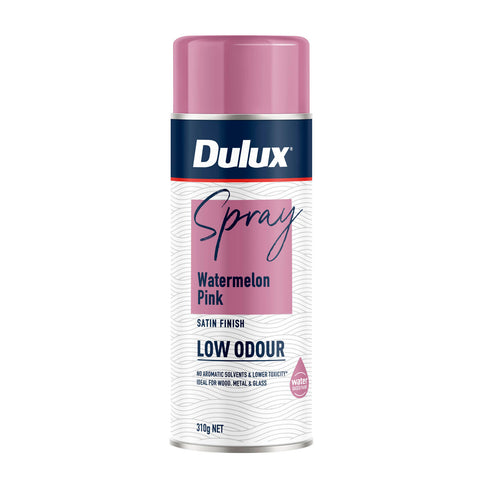 Dulux 310g Watermelon Pink Satin Low Odour Spray Paint, Fast Recoat
