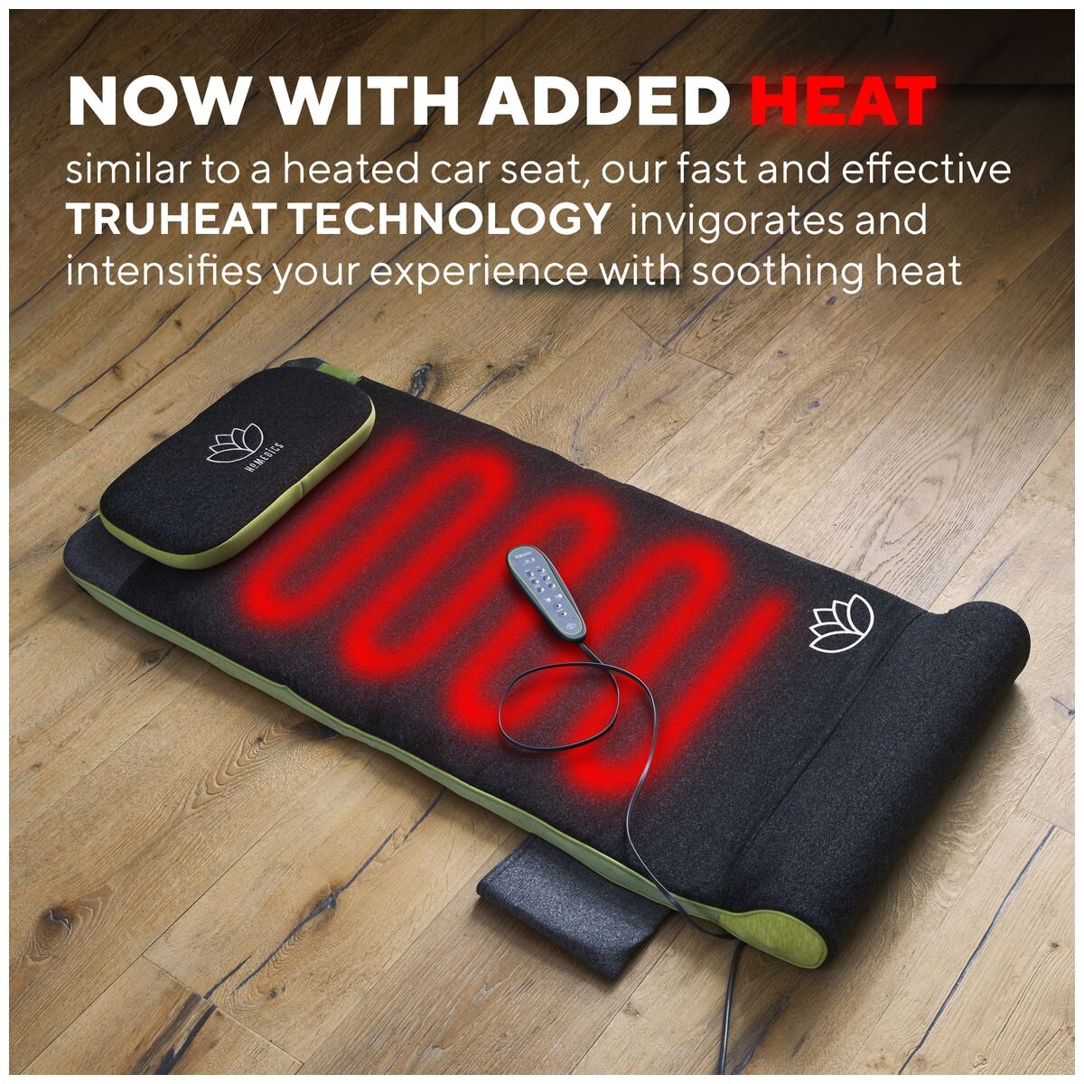 HoMedics Stretch+ back stretching mat - seven air chambers, six guided programs, remote, grey - YMM-2000-AU