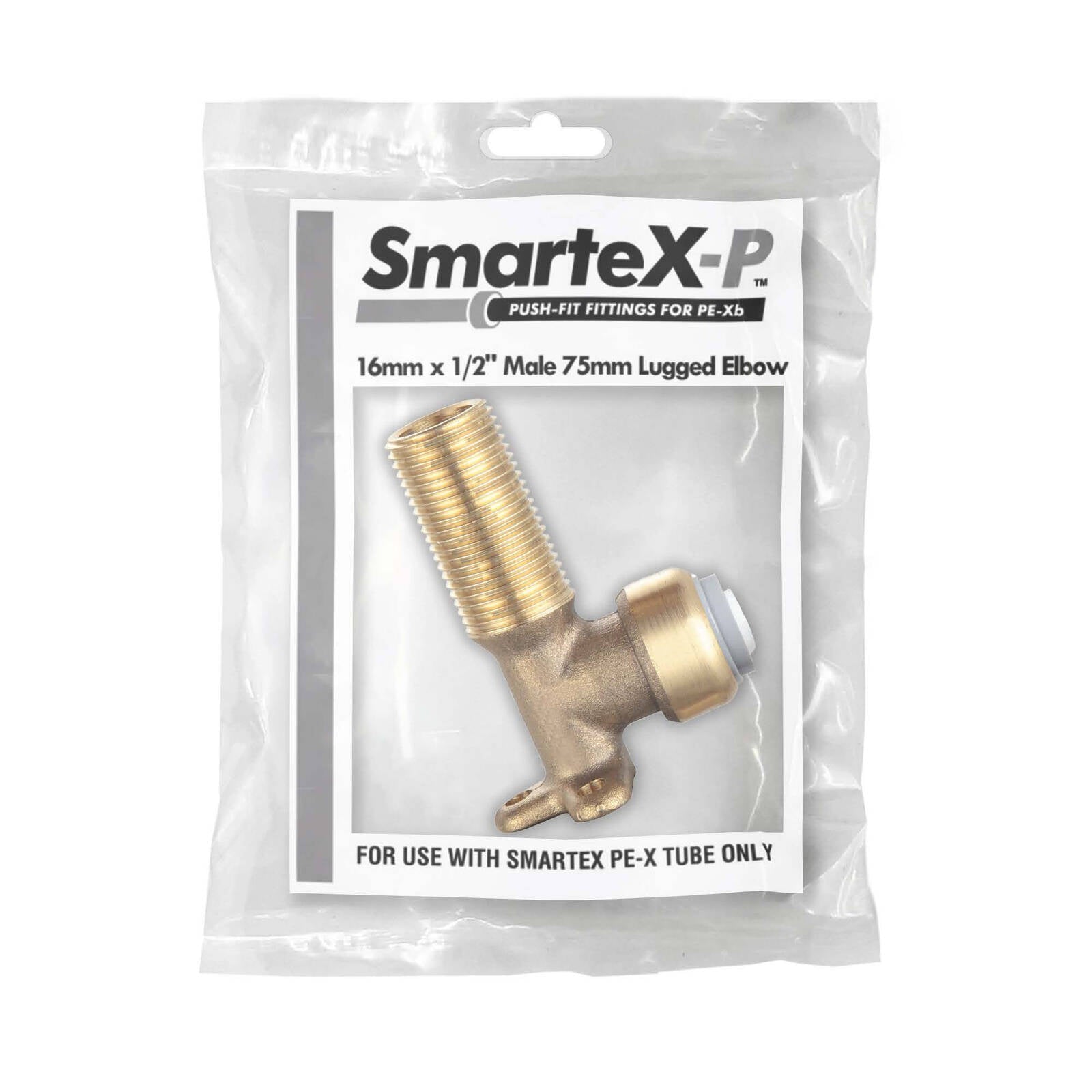 SmarteX-PEX 16 x 15mm Push-to-Fit Lead Free Brass Male Lugged Elbow