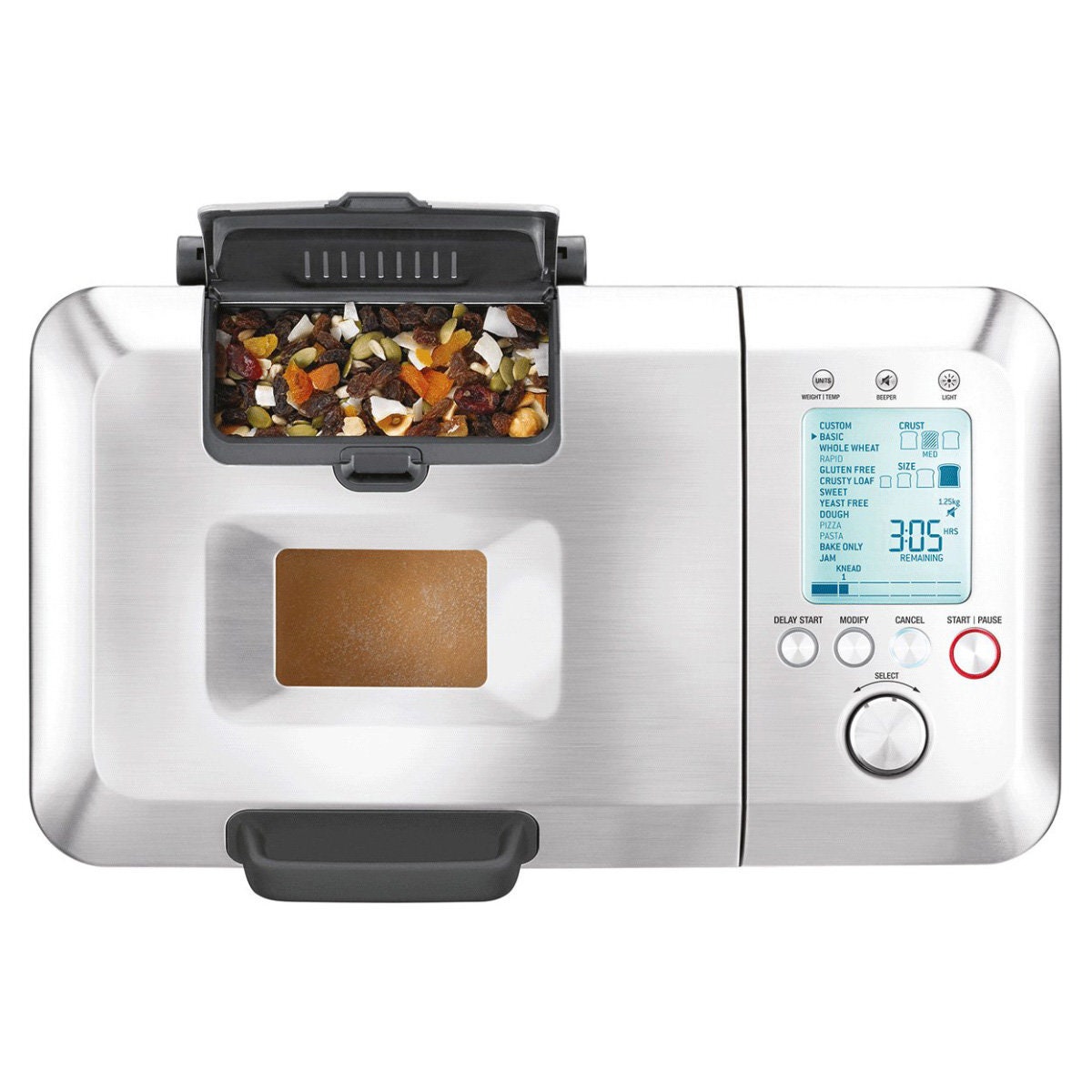 Breville Custom Loaf Pro Bread Maker - 1.25kg Loaf, Fruit and Nut Dispenser, Stainless Steel - BBM800BSS