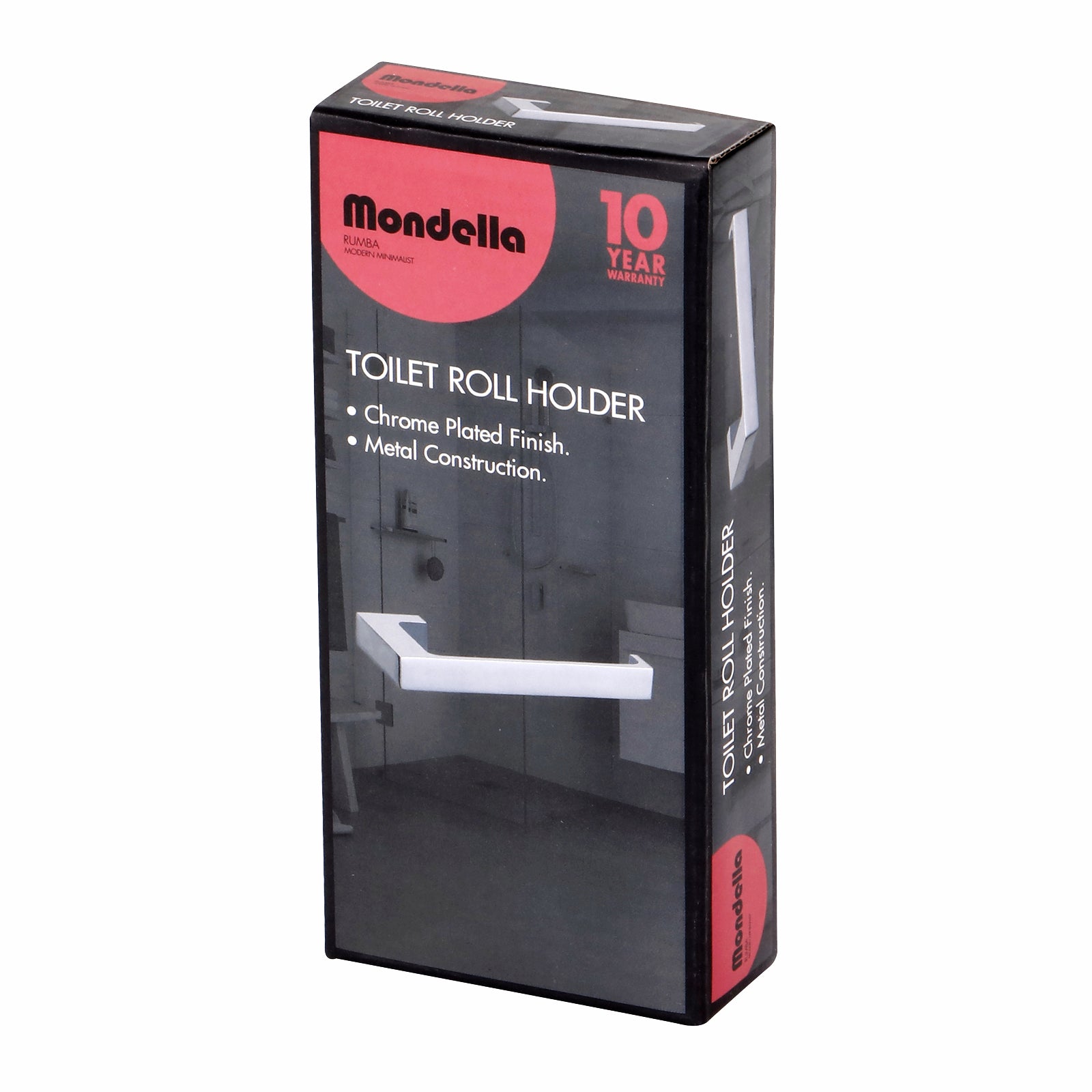Mondella Rumba Chrome Toilet Roll Holder, Metal Wall Mount