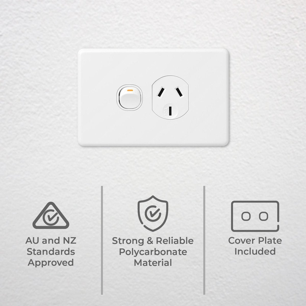 DETA X6 Single Power Point Gloss White Polycarbonate 10A 250V