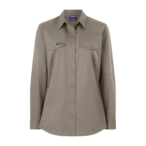 Citeco Womens Long Sleeve Shirt Size 14 - Khaki - UPF 50+ Sun Protection - SuperSaverAU - view 1