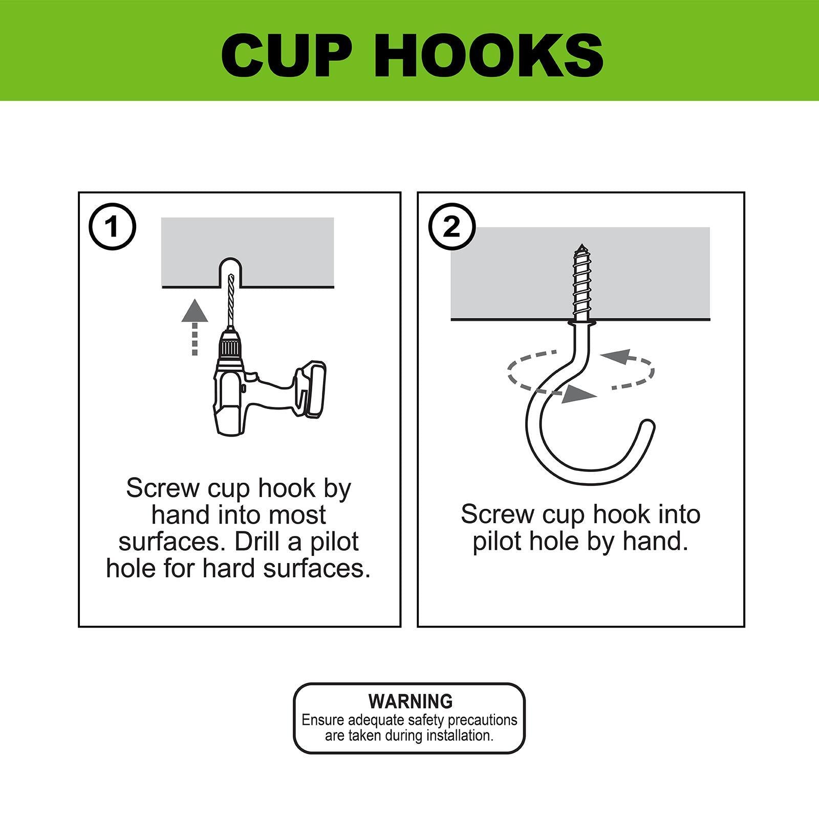 Everhang Zinc Plated Cup Hook 22mm 5kg - 4 Pack