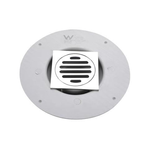 Kinetic 80mm PVC Brass Puddle Flange Kit Square Grate