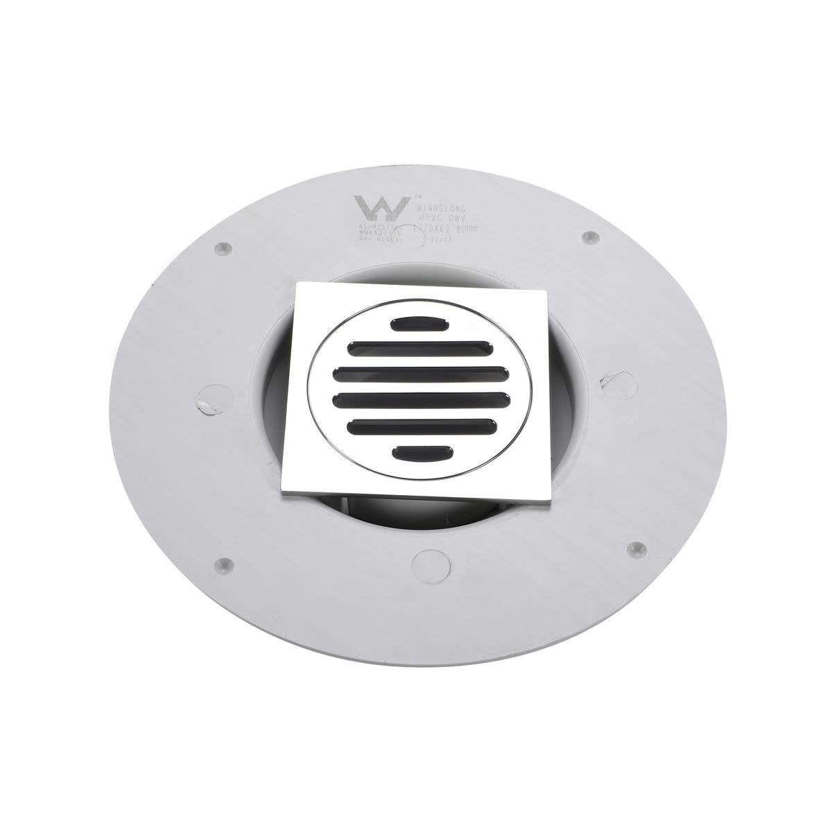 Kinetic 80mm PVC Brass Puddle Flange Kit Square Grate