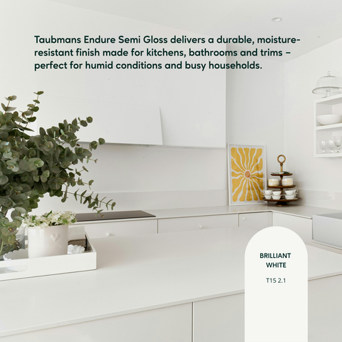 TAUBMANS Endure 4L White Semi Gloss Interior Walls Paint Water Based UV Resistant