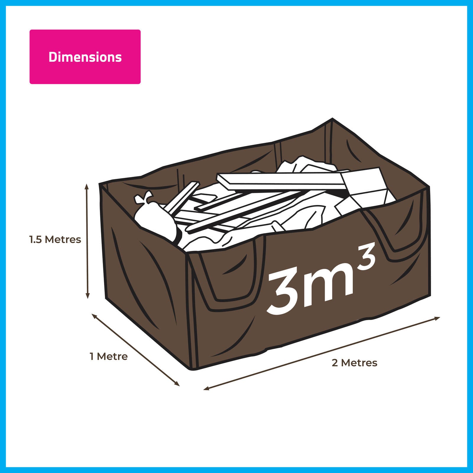 Aussie Skip Bags The Boomer 3m3 Woven PPE Disposable Skip Bag 600kg Max Load