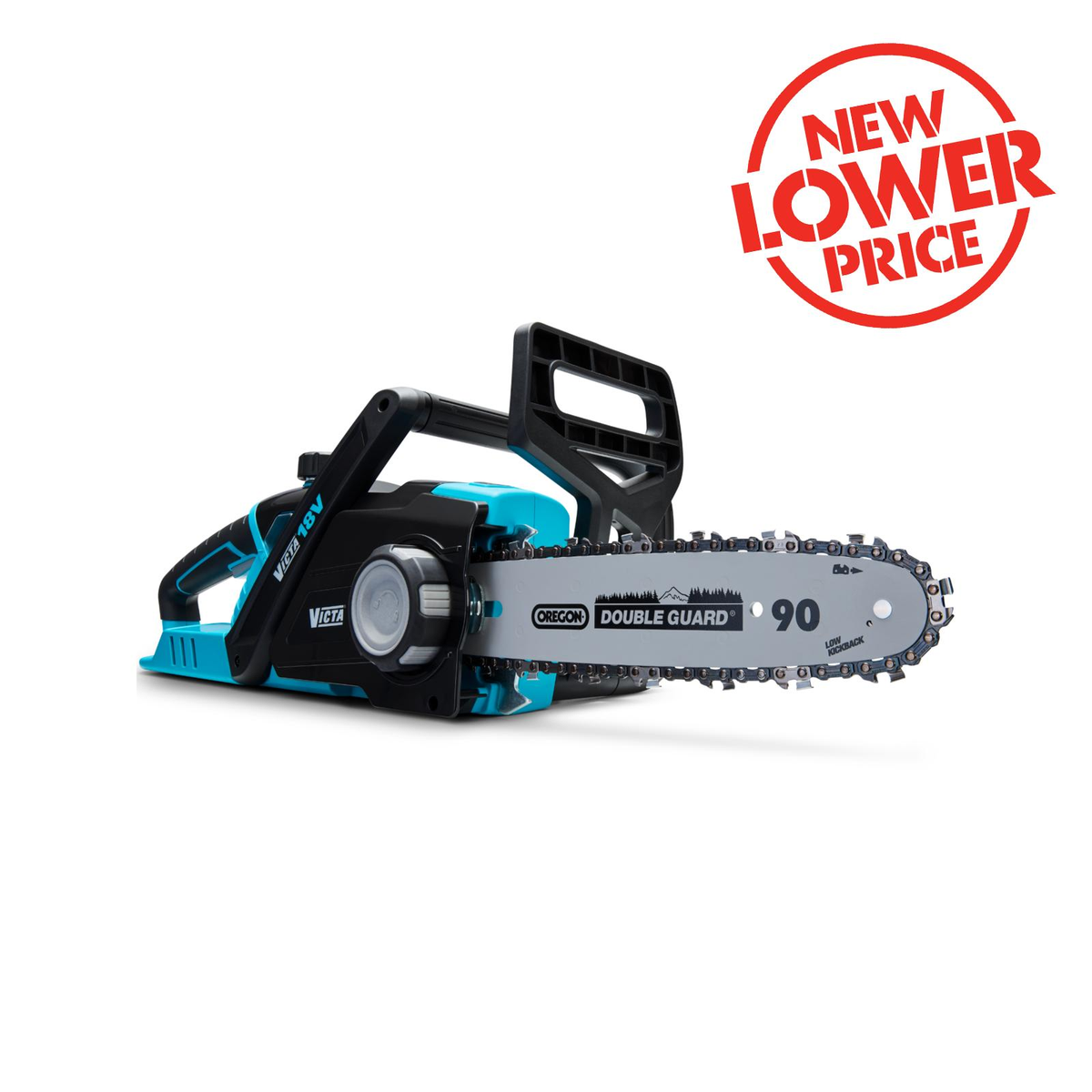 Victa 18V Cordless Li-ion Chainsaw Kit 220mm Bar with 5.0Ah Battery and Charger 1697203