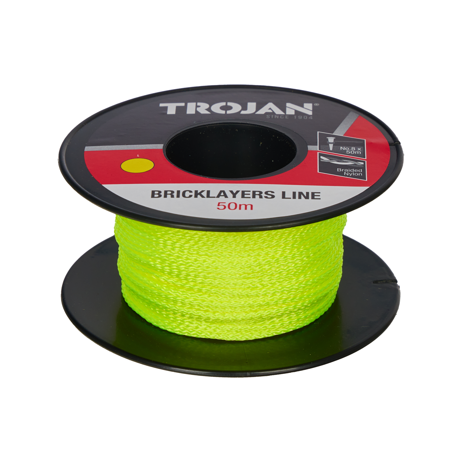 Trojan Green No. 8 Nylon Brickline 50m, Braided Bricklayers Line