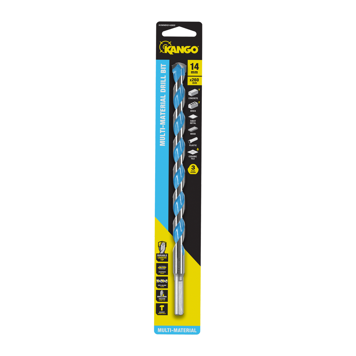 Kango 14 x 260mm 1/4" Multi-Material Drill Bit Carbide Tip KXMMDQ142602