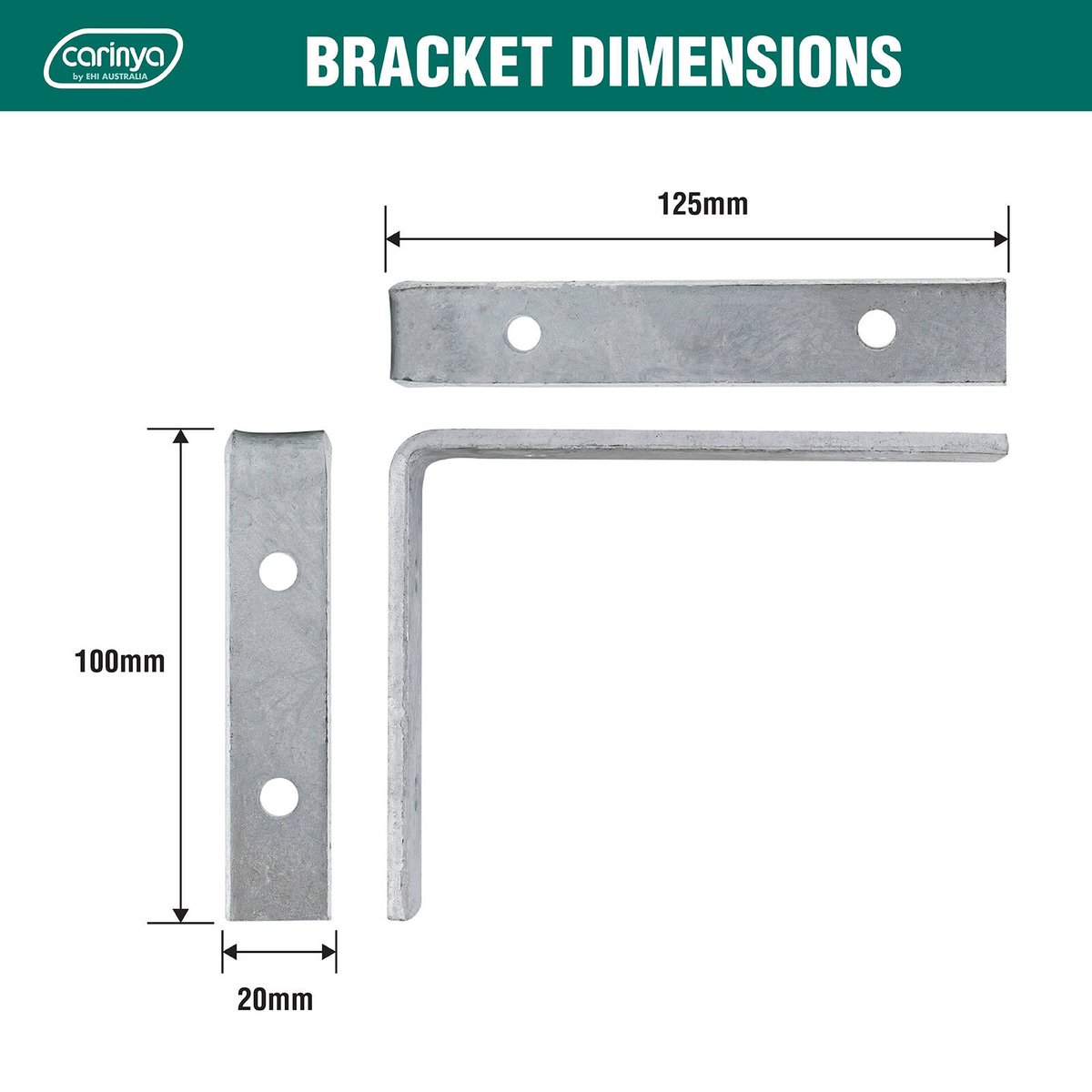 Carinya Heavy Duty Angle Bracket 125 x 100mm - Silver - 225kg Capacity - SuperSaverAU - view 4