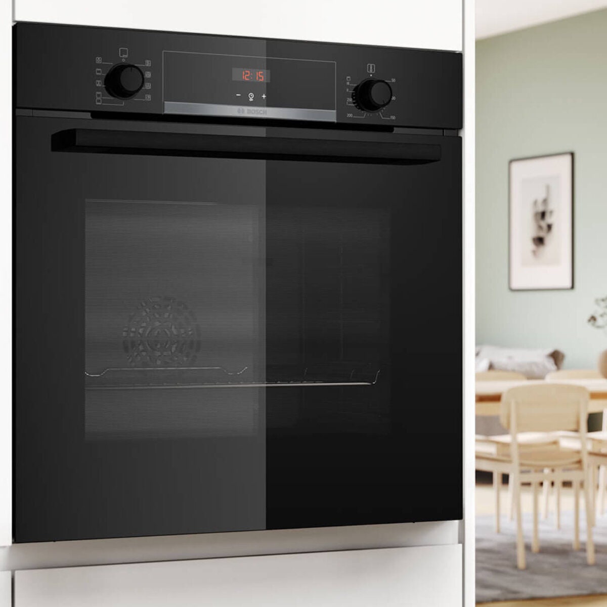 Bosch Series 4 60cm Built-In Electric Oven - 71L, 3D Hotair, EcoClean Direct, Black - HBA534BB3A