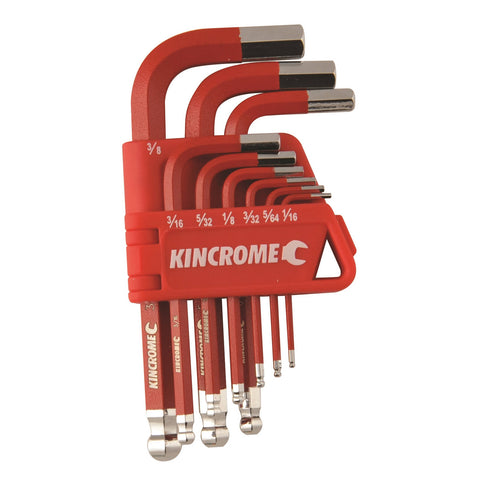 Kincrome 9 Piece Short Series Hex Key and Wrench Set, Imperial Cr-V