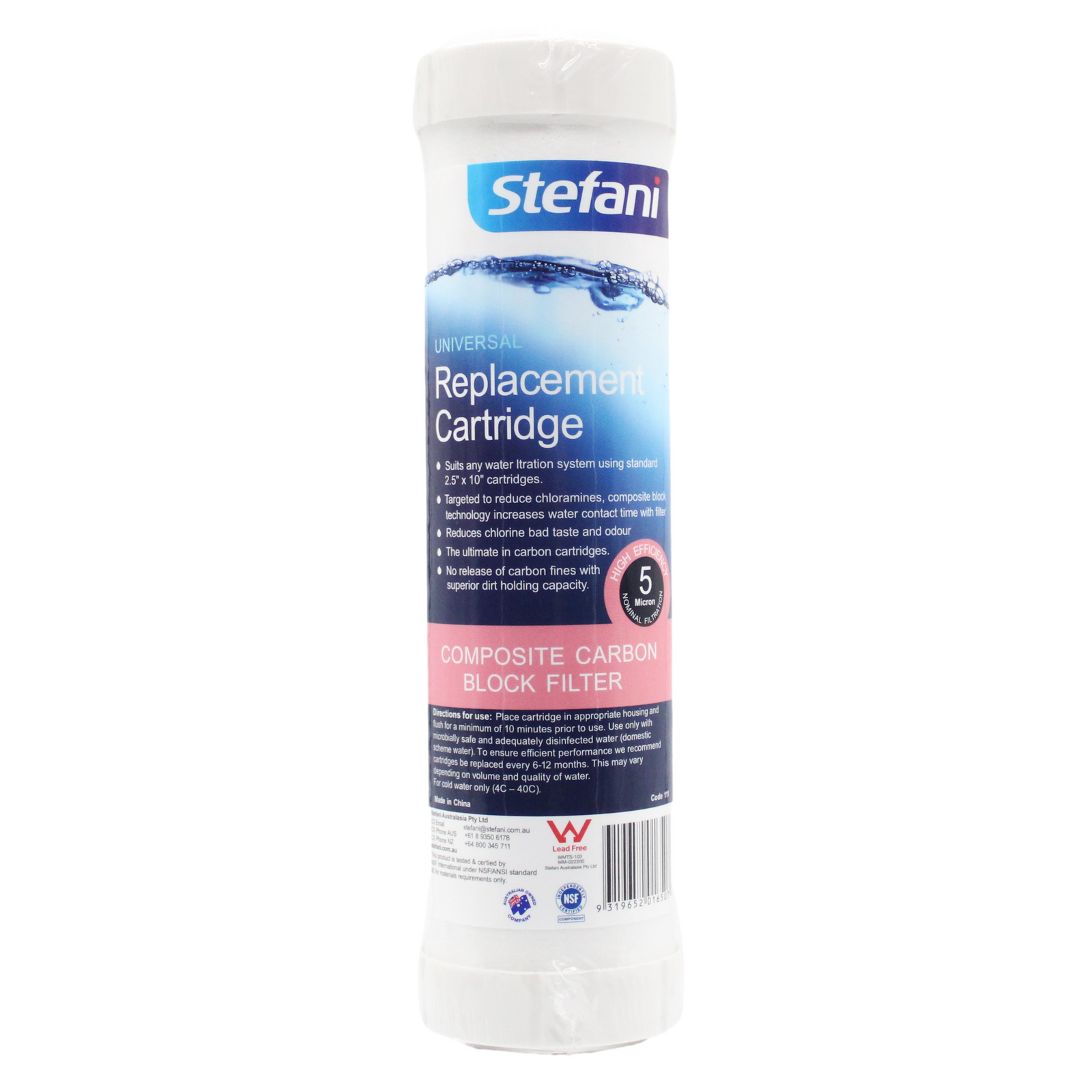 Stefani 5 Micron Composite Carbon Block Filter 2.5 x 10in