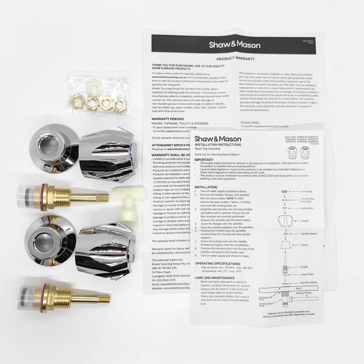 Shaw Mason Chrome Basin Top Assembly Pair - 130mm x 120mm - Easy Install - SuperSaverAU - view 2