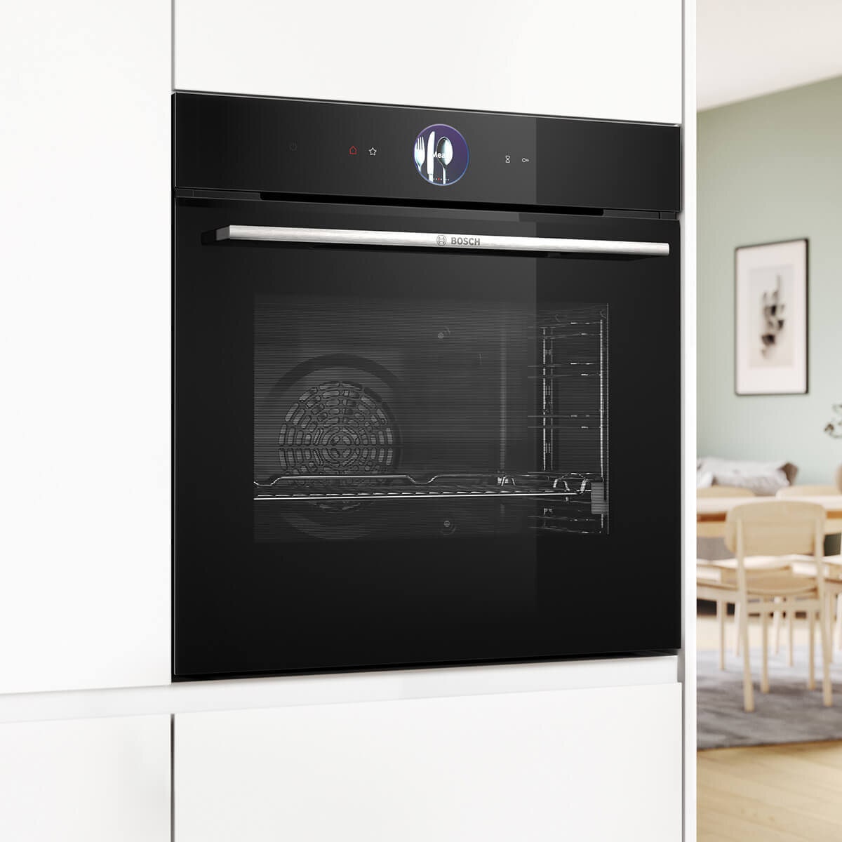 Bosch 60cm Series 8 Black Pyrolytic Built-in Oven - 71L - Home Connect and Air Fry - HBG776KB1A