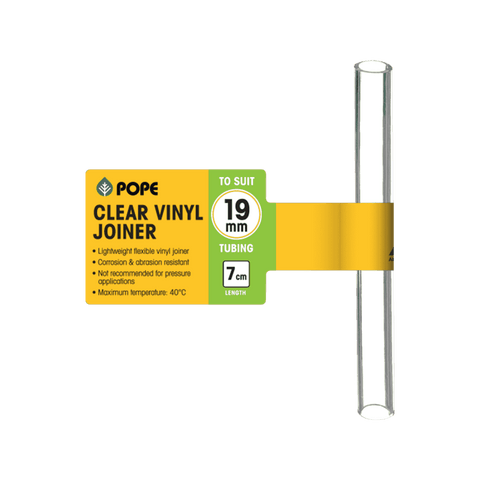 Pope 19mm x 7cm Clear PVC Vinyl Tubing Joiner