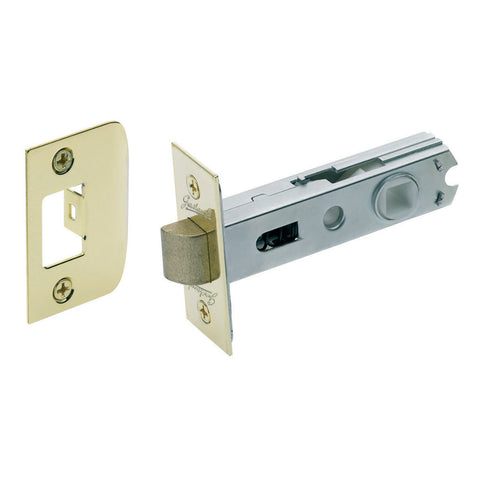 Gainsborough 60mm Tubular Latch, Polished Brass, D Strike, Rectangular Face