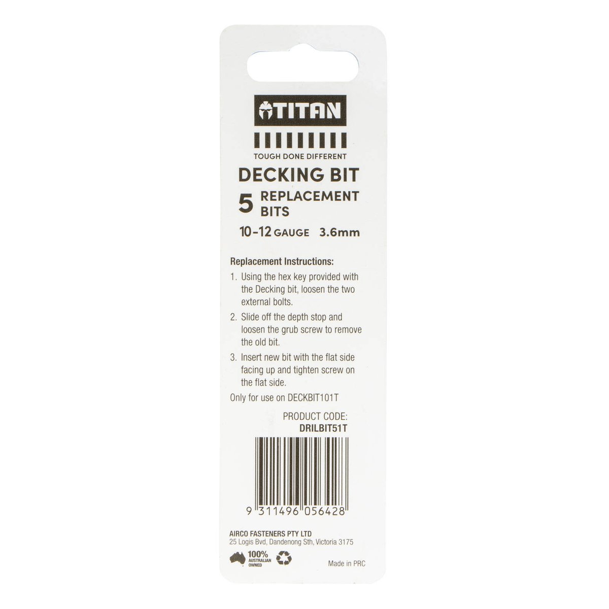 Titan 10G Replacement Drill Bits Pack 5 - Steel - 45mm x 145mm - Durable - SuperSaverAU - view 2
