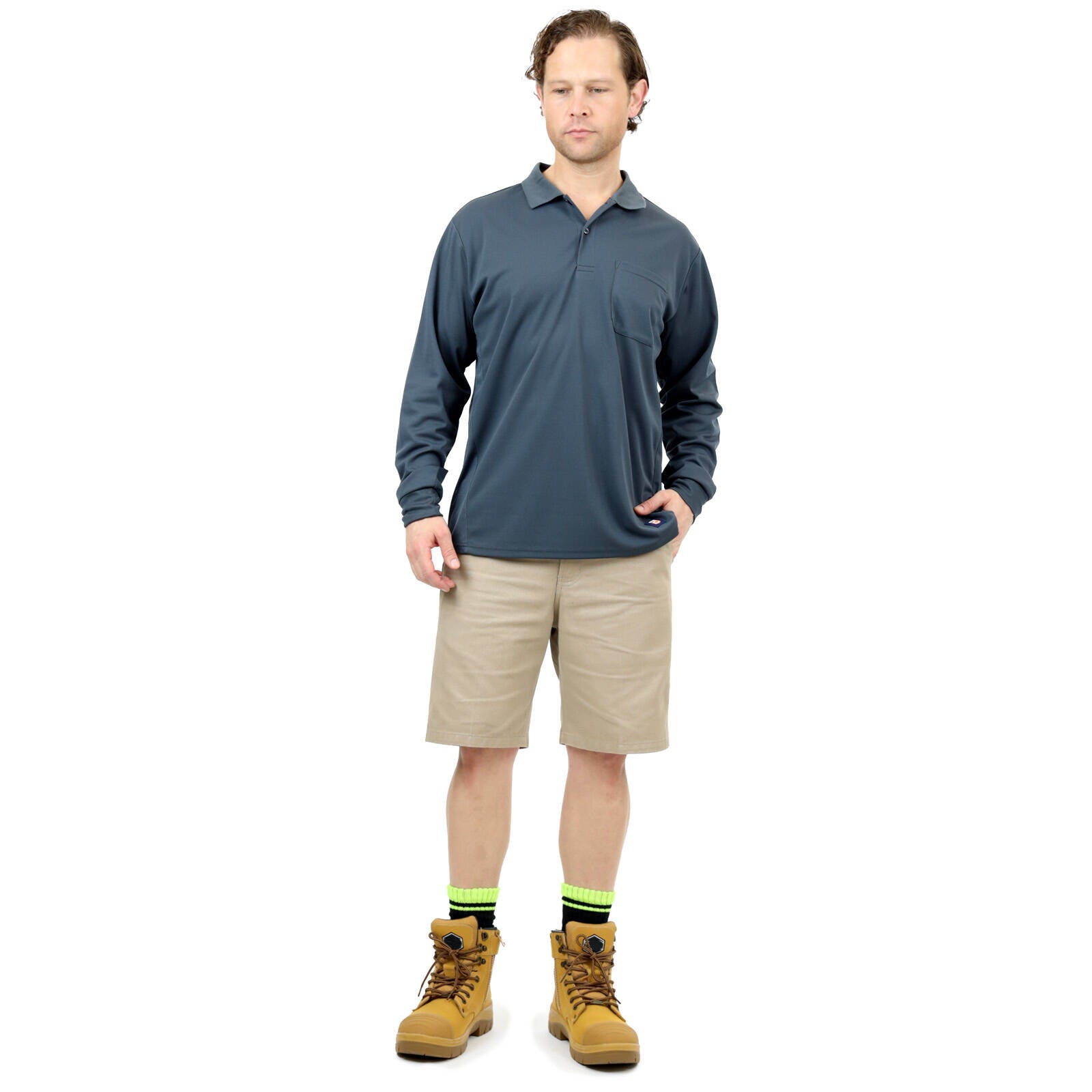Citeco Men's Grey Dry Fit Long Sleeve Polo Polyester - Medium