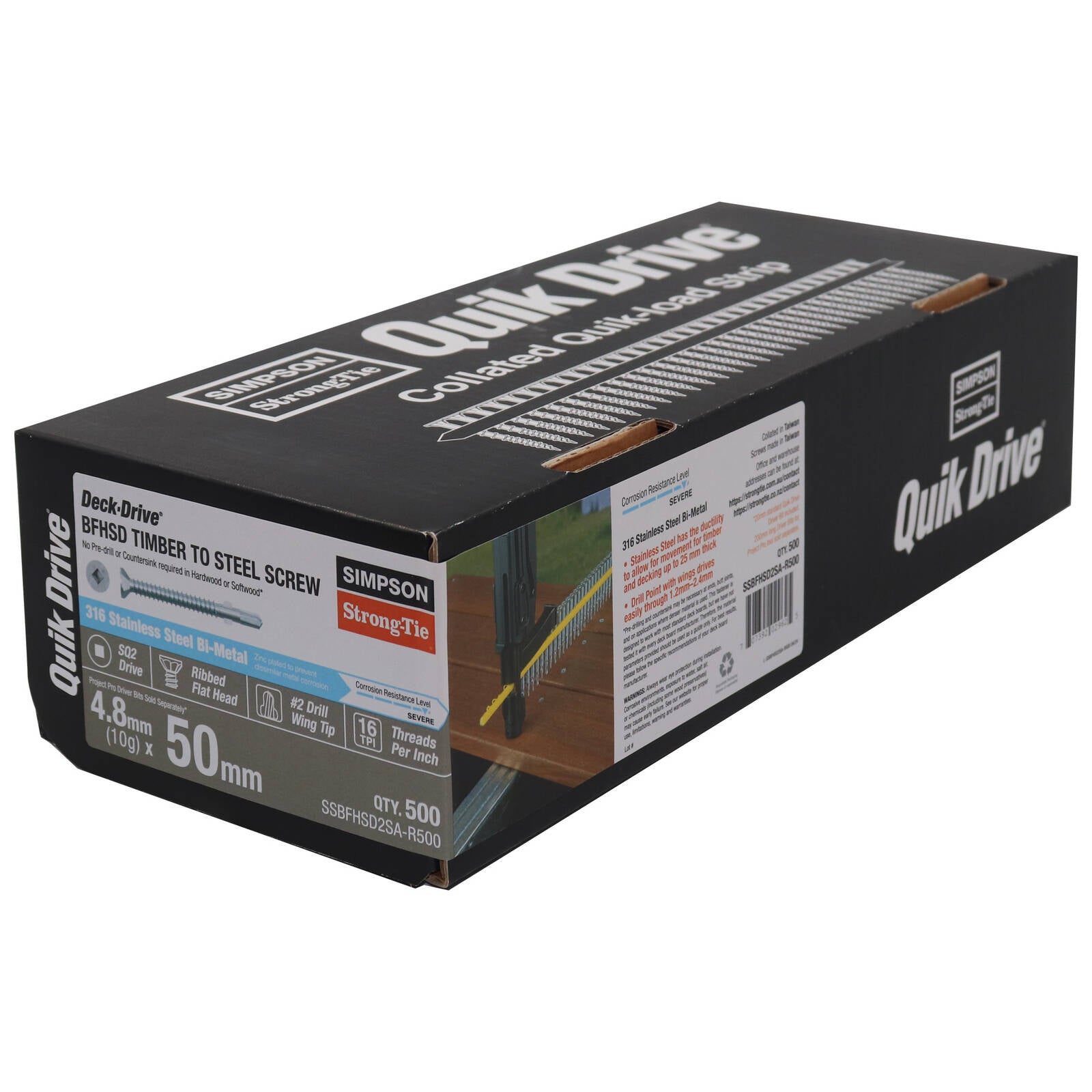 Simpson Strong-Tie 10 x 50mm 316 Stainless Steel Collated Bi-Metal Decking Screw 500 Pack