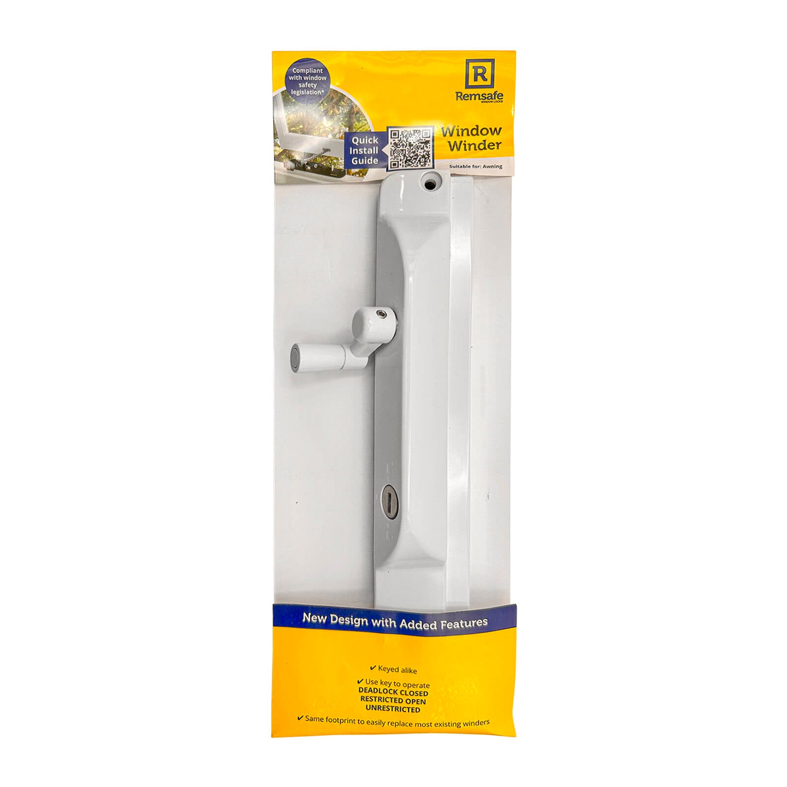 Remsafe White Stainless Steel Key Lockable Window Winder 280mm