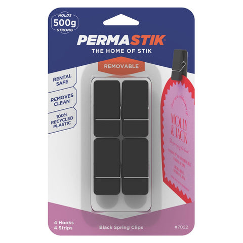 Permastik Black Spring Clips 4 Pack - 110mm x 205mm - Holds 500g - Easy to Apply - SuperSaverAU - view 1