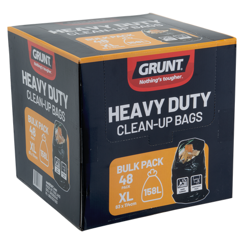 Grunt 158L Black Heavy Duty Clean Up Bags