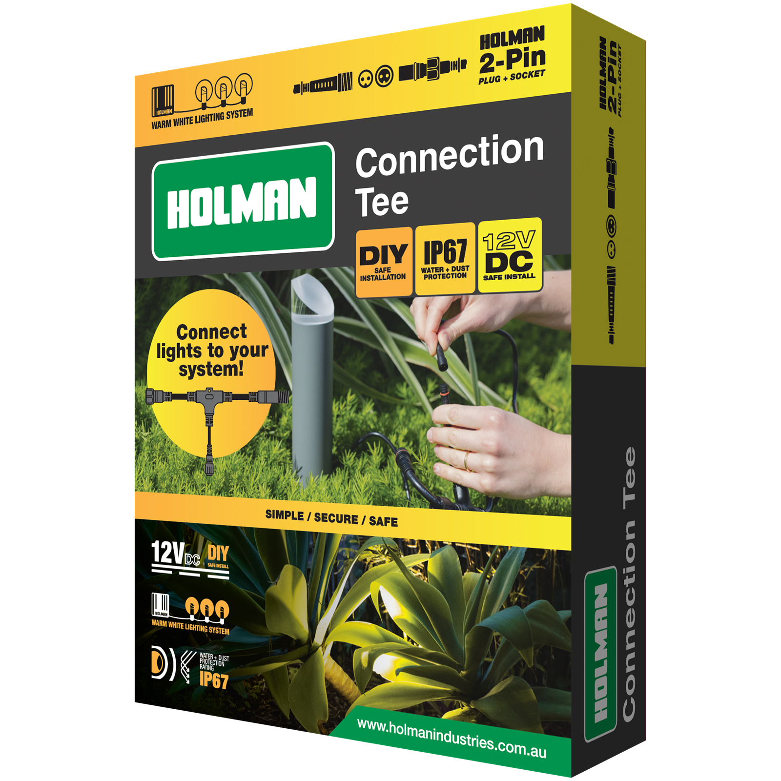 Holman Warm White Garden Light Connection Tee Weather Resistant Waterproof Outdoor ALCW3TL