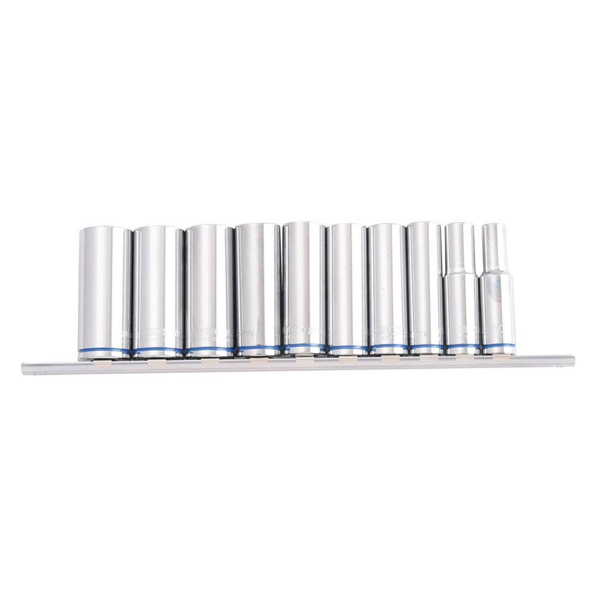 Kincrome Deep Socket Rail 10 Piece 1/2" Drive (Mirror Polish) - Metric K2181 - SuperSaverAU - view 1