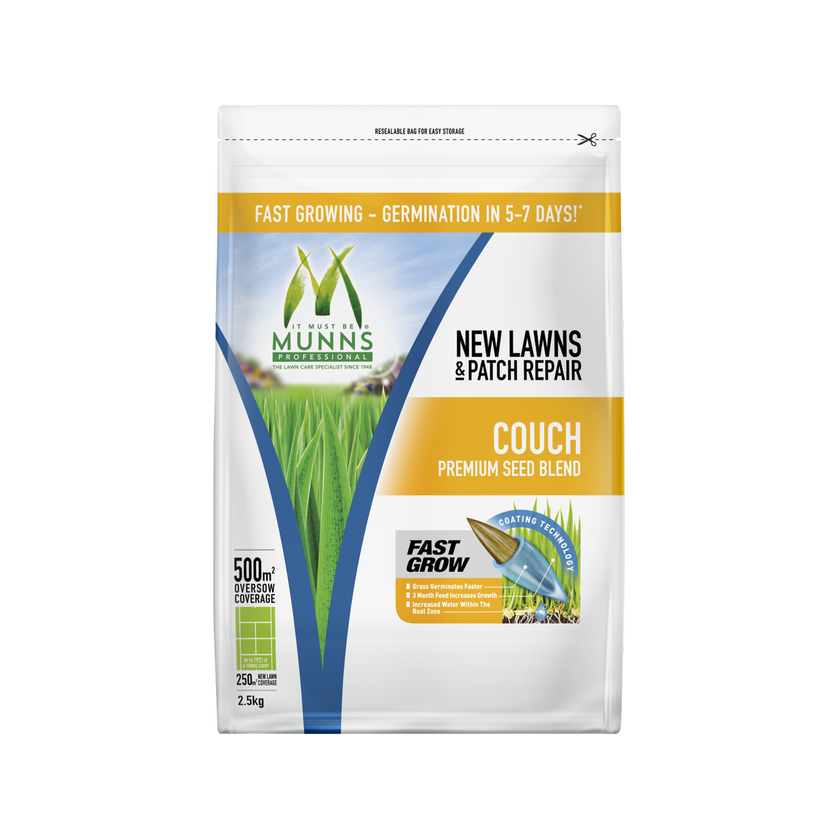 Munns Professional Couch Lawn Seed - 2.5kg - Lawn Seed Blend - Drought Tolerant - SuperSaverAU - view 2