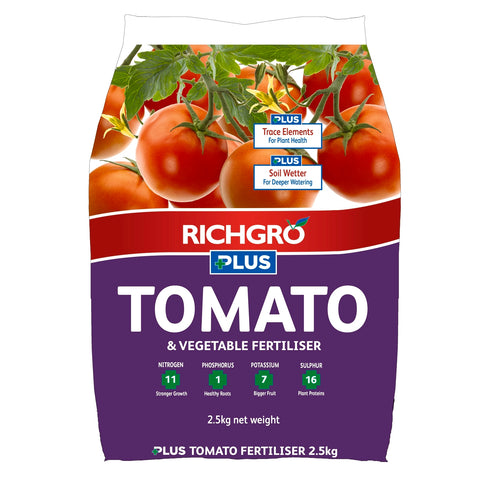 Richgro Plus Tomato & Vegetable Fertiliser 2.5kg Granular, Added Trace Elements
