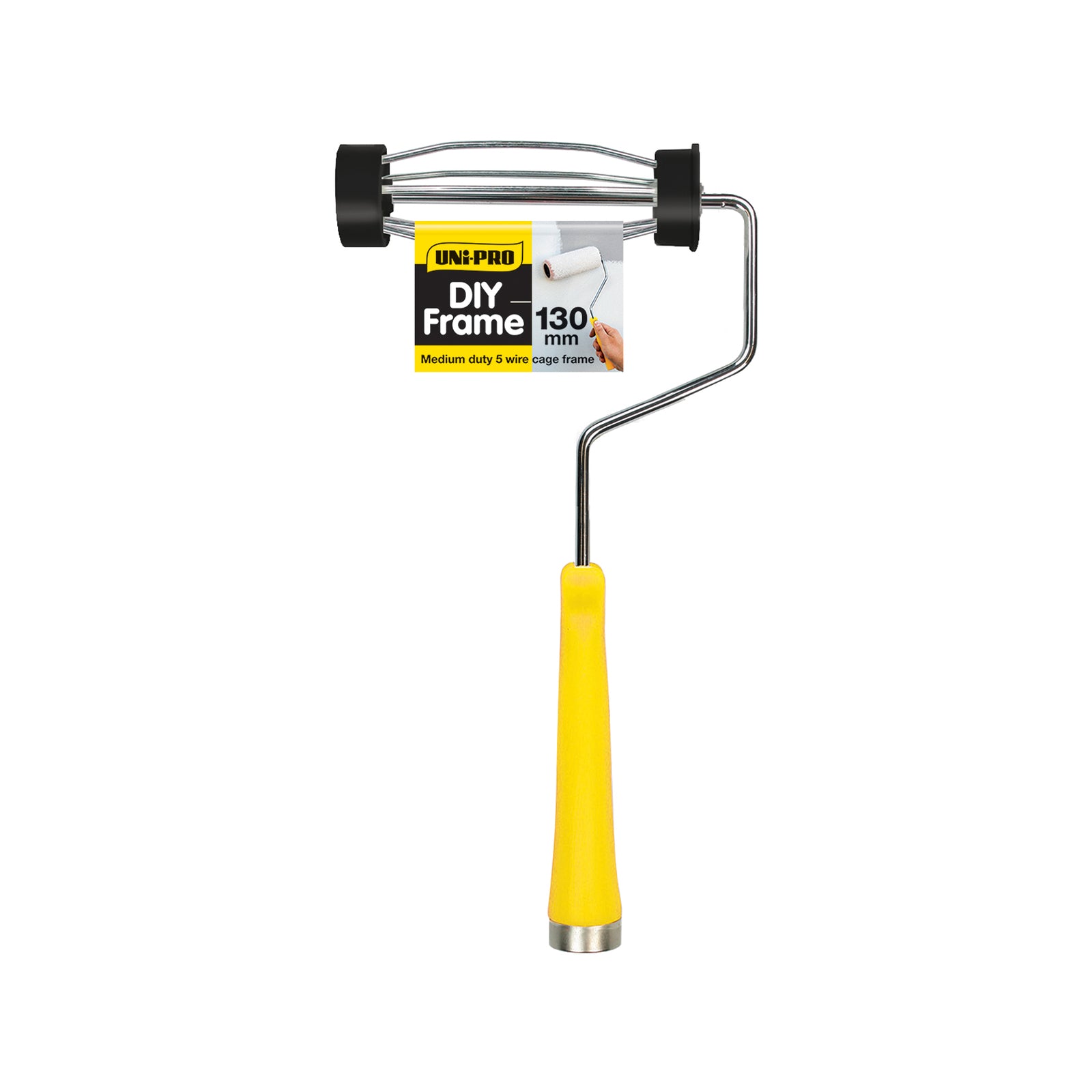 Uni-Pro 130mm DIY Paint Roller Frame, 5-Wire Cage with Comfort Grip Handle