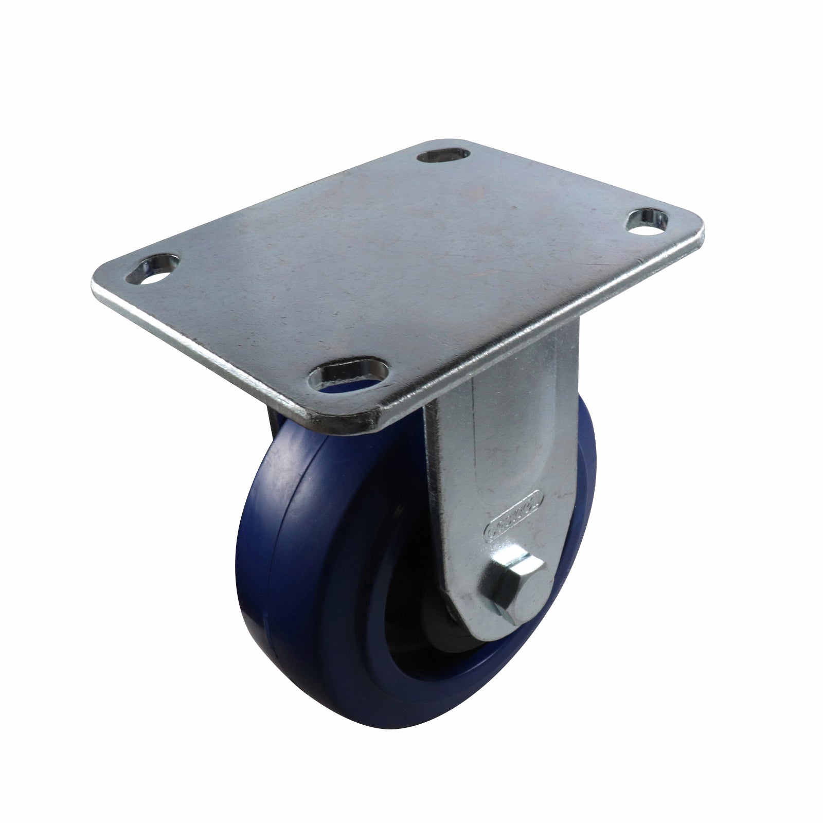 Easyroll 125mm Blue Elastic Rubber Fixed Plate Castor