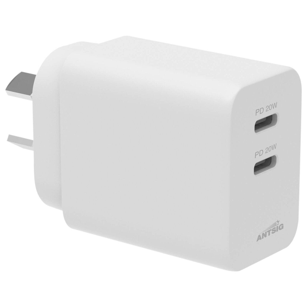 Antsig 20W Dual USB-C Wall Charger - Power Delivery Fast Charge APWC20WC