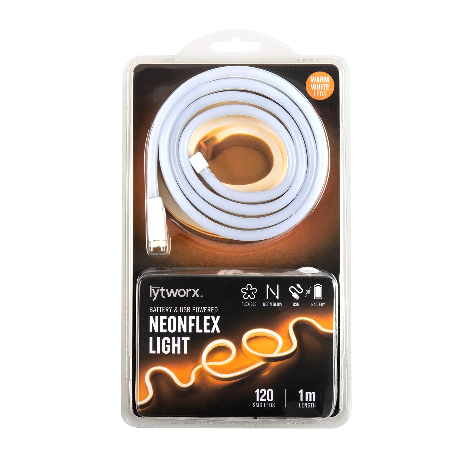 Lytworx 1m Warm White Battery or USB Powered Neonflex Light