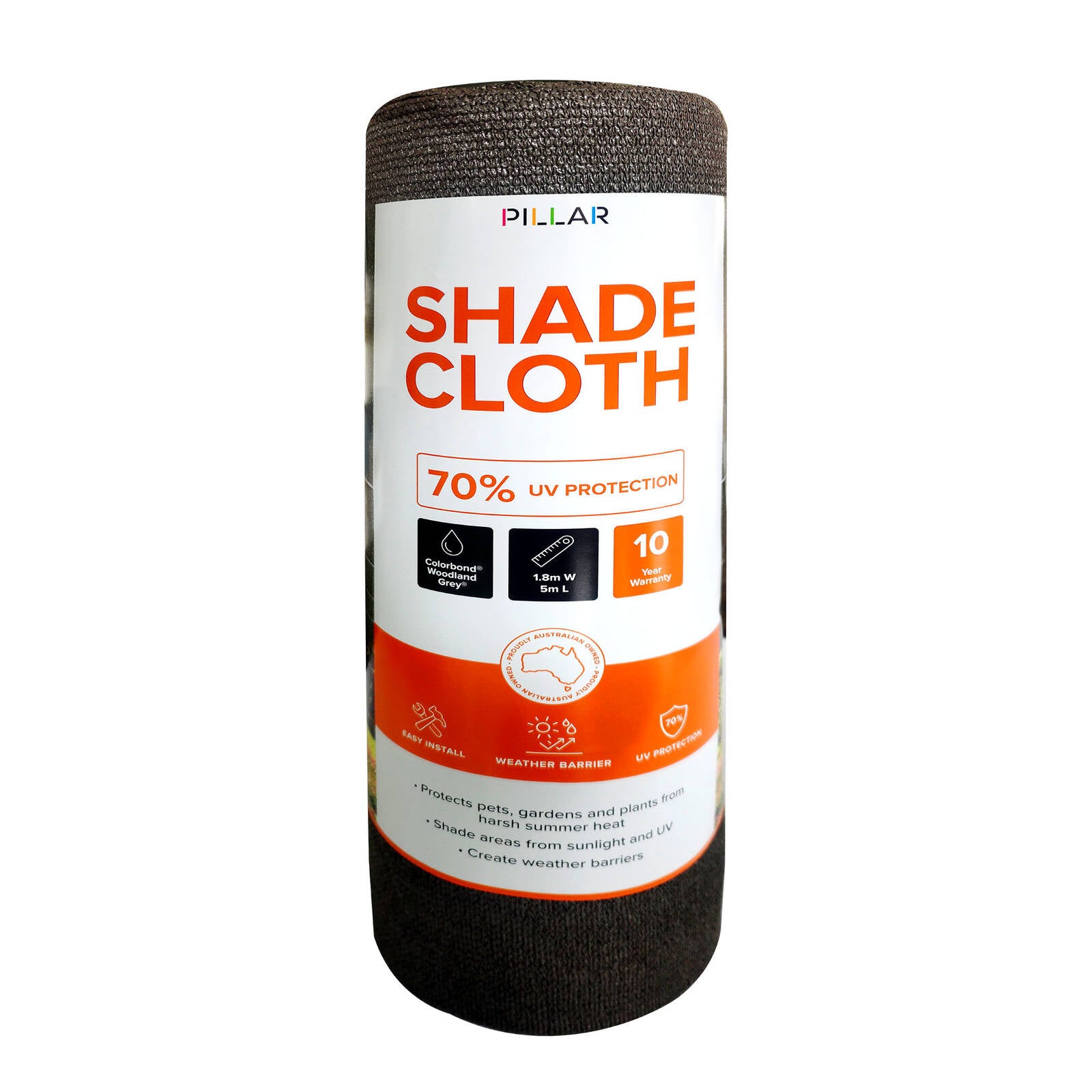 Pillar 1.83 x 5m Woodland Grey 70% UV Block HDPE Shade Cloth