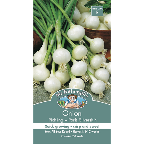 Mr Fothergill's Paris Silverskin Onion Seeds - White Pickling Variety, Sun or Part Shade