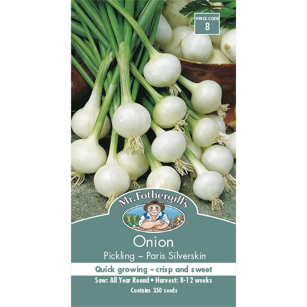 Mr Fothergill's Paris Silverskin Onion Seeds - White Pickling Variety, Sun or Part Shade